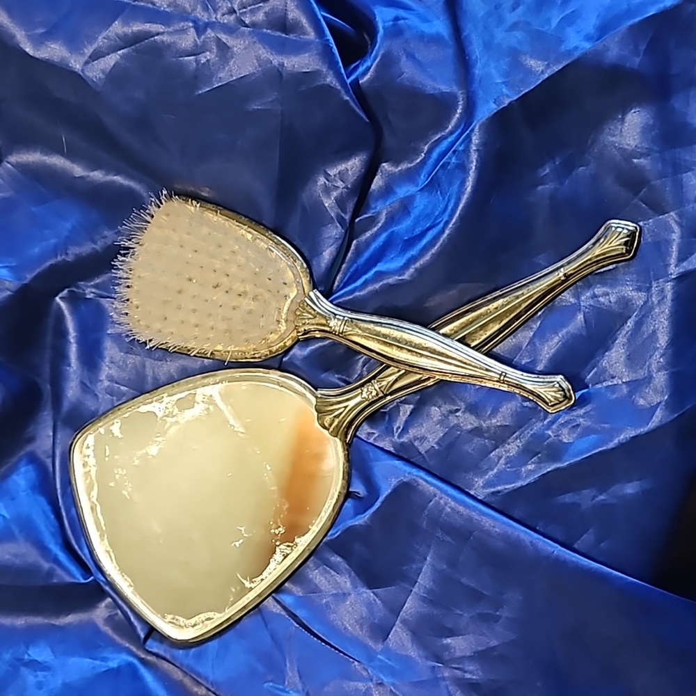 Vanity Set 2 Vintage Silvertone Hairbrush & Hand Mirror - Picture 5 of 5